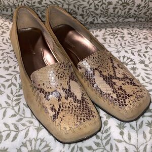 Enzo Angiolini Lanny Beige and Brown Snake Print Loafers